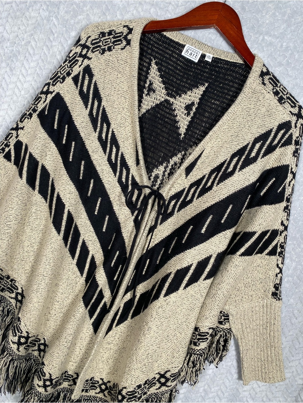Keren Hart Aztec Western Chevron Fringe Cape Sweater Size Medium